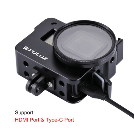 PULUZ Housing Shell CNC Aluminum Alloy Protective Cage with 52mm UV Lens for GoPro HERO(2018) /7 Black /6 /5