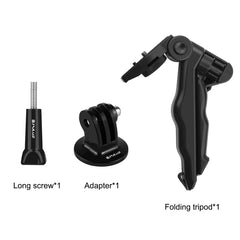 PULUZ Grip Folding Tripod Mount with Adapter & Screws for GoPro, Insta360, DJI and Other Action Cameras, Load Max: 2kg, Load Max: 2kg