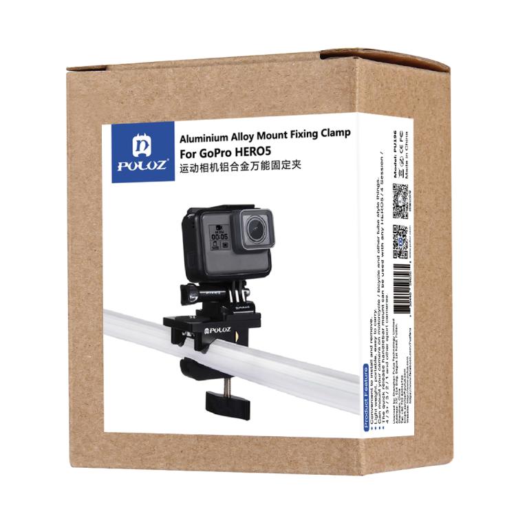 Abrazadera de fijación universal de aleación de aluminio PULUZ para GoPro, Insta360, DJI y otras cámaras de acción, soporte de abrazadera de fijación