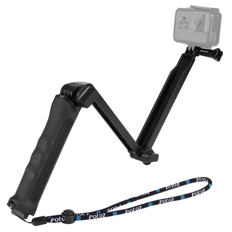 PULUZ 3-Way Grip Foldable Tripod Selfie-stick Extension Monopod for GoPro, Insta360 ONE R, DJI Osmo Action and Other Action Cameras, Length: 20-58cm, Length: 20-58cm, Length: 20-58cm(AE)