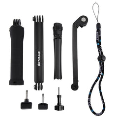 Trípode y palo selfie plegable con agarre de 3 vías PULUZ, extensión monopie para GoPro, Insta360 ONE R, DJI Osmo Action y otras cámaras de acción, longitud: 20-58 cm, longitud: 20-58 cm, longitud: 20-58 cm (AE)