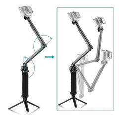 Trípode y palo selfie plegable con agarre de 3 vías PULUZ, extensión monopie para GoPro, Insta360 ONE R, DJI Osmo Action y otras cámaras de acción, longitud: 20-58 cm, longitud: 20-58 cm, longitud: 20-58 cm (AE)