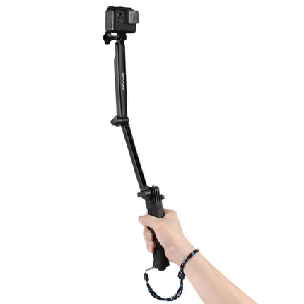 PULUZ 3-Way Grip Foldable Tripod Selfie-stick Extension Monopod for GoPro, Insta360 ONE R, DJI Osmo Action and Other Action Cameras, Length: 20-58cm