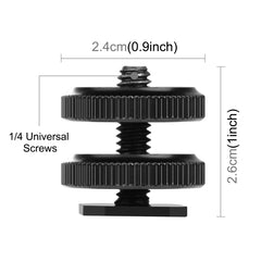 PULUZ Reinforced Hot Shoe 1/4 inch Screw Adapter with Double Nut for DSLR Cameras, GoPro HERO10 Black / HERO9 Black / HERO8 Black / HERO7 /6 /5 /5 Session /4 Session /4 /3+ /3 /2 /1, Xiaoyi and Other Action Cameras, Double Nut