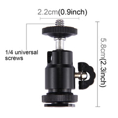 PULUZ Cold Shoe Tripod Head 1/4 inch Tripod Screw Head with Lock, Hot Shoe Tripod Head