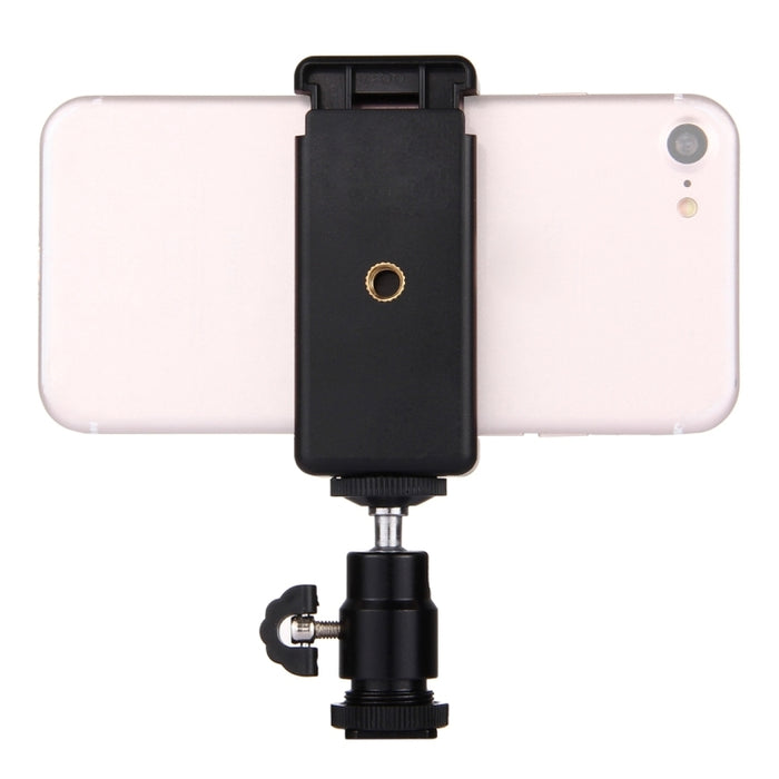 PULUZ 1/4 Zoll Blitzschuh-Stativkopf + Stativklemme für iPhone, Samsung, Huawei, HTC, 5,5 cm – 8 cm breite Smartphones, Stativkopf + Stativklemme