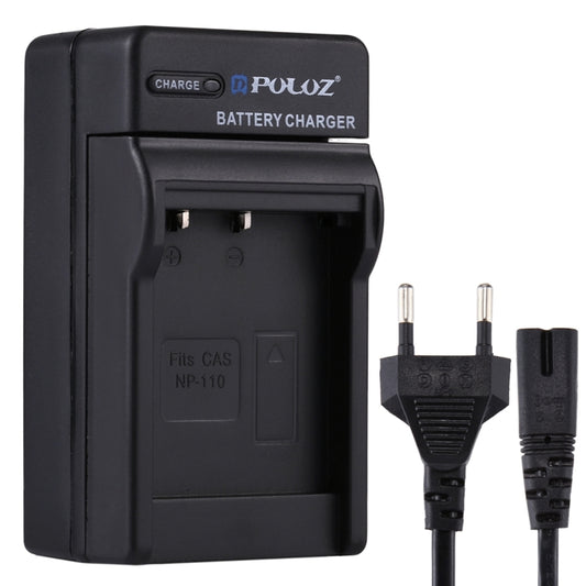 PULUZ EU Plug Battery Charger with Cable for Casio NP-110 Battery, NP-110 EU Plug