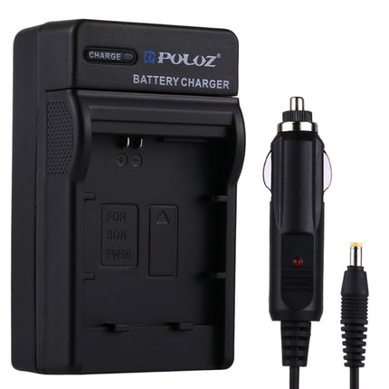 Cargador de batería para cámara digital PULUZ para automóvil para batería Sony NP-FW50, cargador para automóvil NP-FW50