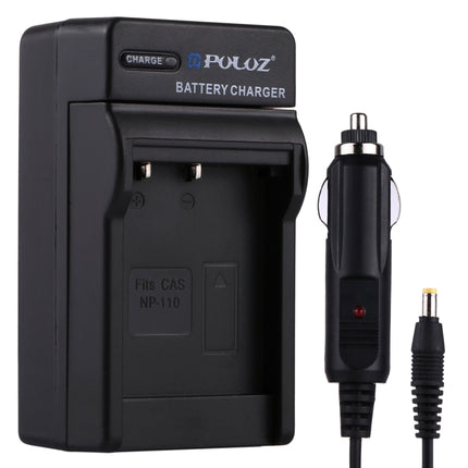 PULUZ Digitalkamera-Akku-Autoladegerät für Casio NP-110 Akku, NP-110 Autoladegerät
