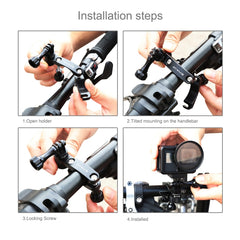 PULUZ 360 Degree Rotation Bike Aluminum Handlebar Adapter Mount with Screw for GoPro, Insta360, DJI and Other Action Cameras