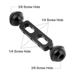 PULUZ 5.1 inch 13cm Aluminum Alloy Dual Balls Arm, Ball Diameter: 25mm, 5.1 inch (Black), 5.1 inch (Blue), 5.1 inch (Red)