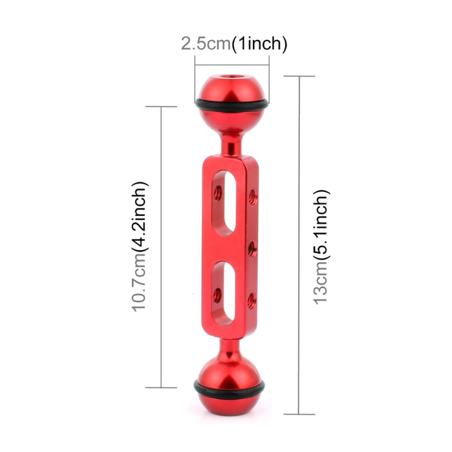 PULUZ 5,1 Zoll 13 cm Aluminiumlegierung Doppelkugelarm, Kugeldurchmesser: 25 mm, 5,1 Zoll (Schwarz), 5,1 Zoll (Blau), 5,1 Zoll (Rot)
