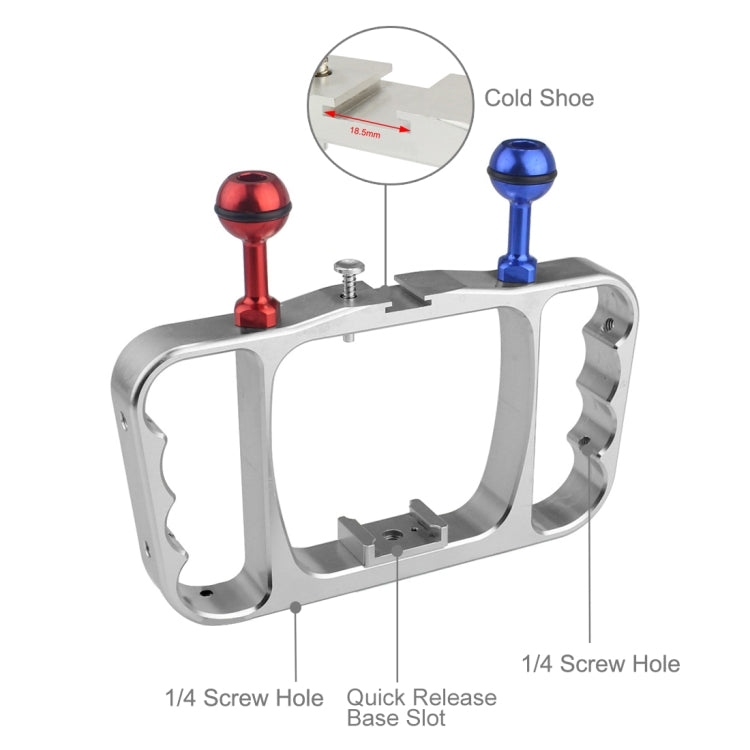 Brazo de luz de buceo de mano dual PULUZ, soporte de aluminio CNC con cordón para GoPro, Insta360, DJI y otras cámaras de acción, soporte de brazo de luz/B, soporte de brazo de luz/S