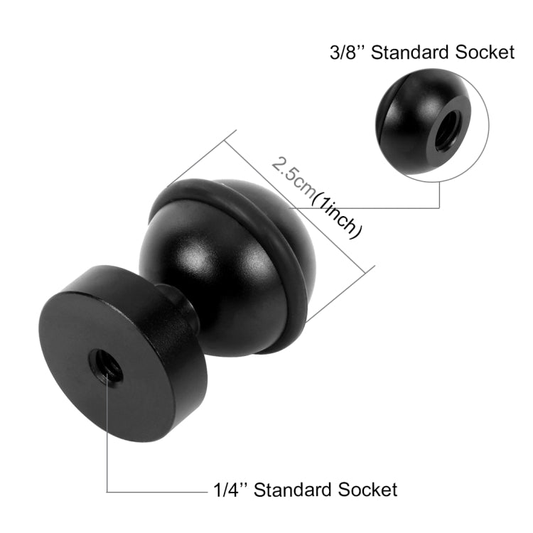 PULUZ CNC-Aluminium-Kugelkopf-Adapterhalterung für GoPro, Insta360, DJI und andere Actionkameras, Durchmesser: 2,5 cm, CNC-Aluminium (Schwarz), CNC-Aluminium (Blau), CNC-Aluminium (Rot)