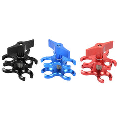 PULUZ Triple Ball Clamp Open Hole Diving Camera Bracket CNC Aluminum Spring Flashlight Clamp for Diving Underwater Photography System, Triple Ball Open Hole(Black), Triple Ball Open Hole(Blue), Triple Ball Open Hole(Red)