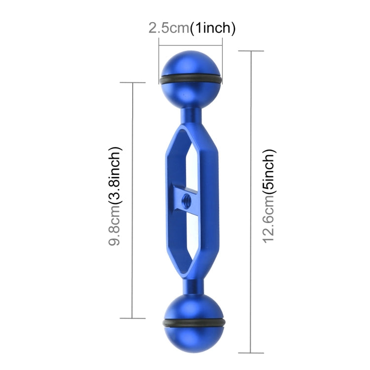 PULUZ 5.0 inch 12.6cm Aluminum Alloy Dual Balls Arm, Ball Diameter: 25mm, 5.0 inch (Blue), 5.0 inch (Red), 5.0 inch (Black)