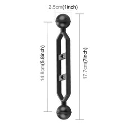 PULUZ 7.0 inch 17.7cm Aluminum Alloy Dual Balls Arm, Ball Diameter: 25mm, 7.0 inch (Black), 7.0 inch (Blue), 7.0 inch (Red)