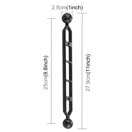 PULUZ 11.0 inch 27.9cm Aluminum Alloy Dual Balls Arm, Ball Diameter: 25mm, 11.0 inch (Red), 11.0 inch (Black), 11.0 inch (Blue)