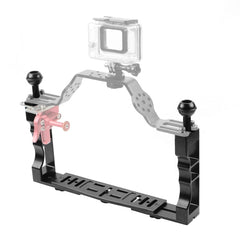 PULUZ Adjustable Diving Dual Hand-held CNC Aluminum Lamp Arm Holder for Diving Underwater Photography System, Upgrade Version, Dual Hand-held Arm Holder / Upgrade Version