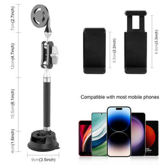 PULUZ Car Suction Cup Arm Mount Phone Tablet Magnetic Holder with Phone Clamp