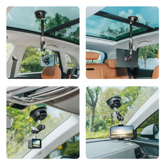 PULUZ Car Suction Cup Arm Mount Phone Tablet Magnetic Holder with Phone Clamp