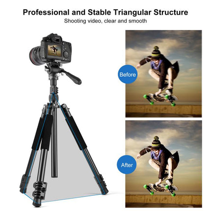 PULUZ 1.6m Reverse-Folding Professional Video Tripod with Fluid Drag Head, 1.6m Reverse-Folding