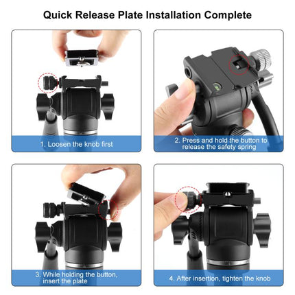 PULUZ 1.6m Reverse-Folding Professional Video Tripod with Fluid Drag Head, 1.6m Reverse-Folding