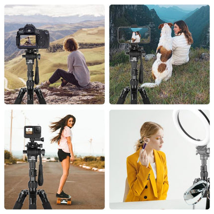 PULUZ 1.6m Reverse-Folding Professional Video Tripod with Fluid Drag Head, 1.6m Reverse-Folding