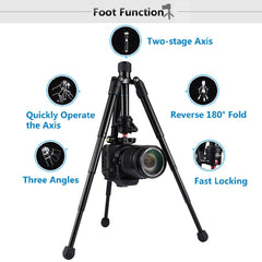 PULUZ Pocket Mini Microspur Photos Stativhalterung aus Magnesiumlegierung mit 360-Grad-Kugelkopf für DSLR- und Digitalkameras, einstellbare Höhe: 24,5 – 57 cm, maximale Tragkraft: 3 kg, Microspur-Stativ