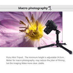 PULUZ Pocket Mini Microspur Photos Stativhalterung aus Magnesiumlegierung mit 360-Grad-Kugelkopf für DSLR- und Digitalkameras, einstellbare Höhe: 24,5 – 57 cm, maximale Tragkraft: 3 kg, Microspur-Stativ