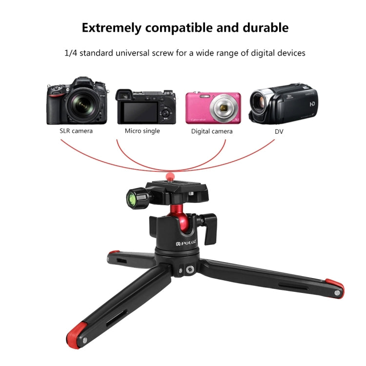 PULUZ Pocket Mini Metal Desktop Tripod Mount with 360 Degree Ball Head for DSLR & Digital Cameras, Adjustable Height: 11-21cm, Desktop Tripod with Head