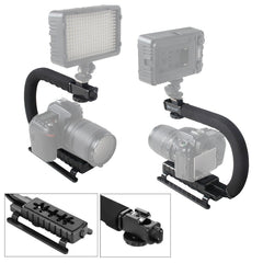 PULUZ U/C Shape 3-Head Cold Shoes Portable Handheld DV Bracket Stabilizer for All SLR Cameras and Home DV Camera, C-Shaped Bracket(AE), C-Shaped Bracket