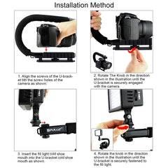 PULUZ U/C Shape 3-Head Cold Shoes Portable Handheld DV Bracket Stabilizer for All SLR Cameras and Home DV Camera, C-Shaped Bracket(AE), C-Shaped Bracket