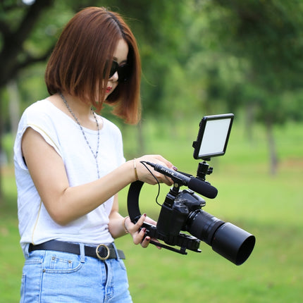 PULUZ U/C-förmiger 3-Kopf-Kaltschuh-Tragbarer Hand-DV-Halterungsstabilisator für alle SLR-Kameras und Heim-DV-Kameras, C-förmige Halterung (AE), C-förmige Halterung