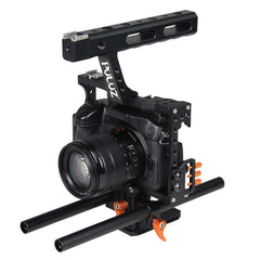 PULUZ Camera Cage Handle Stabilizer for Sony A7 & A7S & A7R, A7 II & A7R II & A7S II, A7R III & A7S III, A7R IV, A6000, A6500, A6300, Panasonic Lumix DMC-GH4