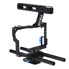 PULUZ Camera Cage Handle Stabilizer for Sony A7 & A7S & A7R, A7 II & A7R II & A7S II, A7R III & A7S III, A7R IV, A6000, A6500, A6300, Panasonic Lumix DMC-GH4