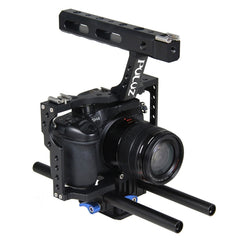 PULUZ Camera Cage Handle Stabilizer for Sony A7 & A7S & A7R, A7 II & A7R II & A7S II, A7R III & A7S III, A7R IV, A6000, A6500, A6300, Panasonic Lumix DMC-GH4