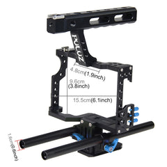 PULUZ Camera Cage Handle Stabilizer for Sony A7 & A7S & A7R, A7 II & A7R II & A7S II, A7R III & A7S III, A7R IV, A6000, A6500, A6300, Panasonic Lumix DMC-GH4