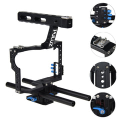 PULUZ Camera Cage Handle Stabilizer for Sony A7 & A7S & A7R, A7 II & A7R II & A7S II, A7R III & A7S III, A7R IV, A6000, A6500, A6300, Panasonic Lumix DMC-GH4