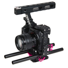 PULUZ Camera Cage Handle Stabilizer for Sony A7 & A7S & A7R, A7 II & A7R II & A7S II, A7R III & A7S III, A7R IV, A6000, A6500, A6300, Panasonic Lumix DMC-GH4