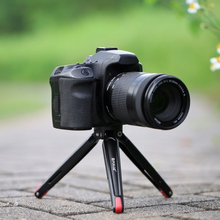 PULUZ Pocket Mini Metal Desktop Tripod Mount with 1/4 inch to 3/8 inch Thread Adapter Screw for DSLR & Digital Cameras, Adjustable Height: 4.5-15cm, Load: 20kg