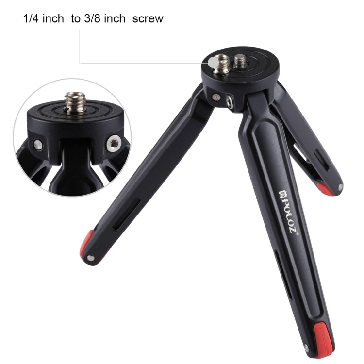PULUZ Pocket Mini Metal Desktop Tripod Mount with 1/4 inch to 3/8 inch Thread Adapter Screw for DSLR & Digital Cameras, Adjustable Height: 4.5-15cm, Load: 20kg