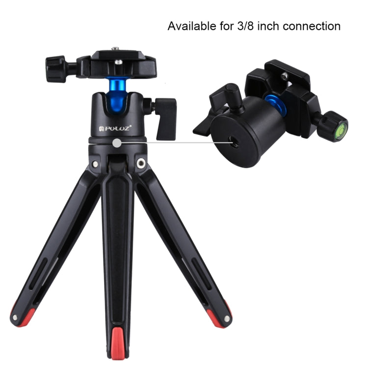 PULUZ Pocket Mini Metal Desktop Tripod Mount with 1/4 inch to 3/8 inch Thread Adapter Screw for DSLR & Digital Cameras, Adjustable Height: 4.5-15cm, Load: 20kg