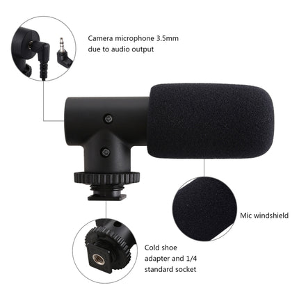 PULUZ 3.5mm Audio Stereo Recording Vlogging Professional Interview Microphone for DSLR & DV Camcorder, Smartphones, Mini Microphone