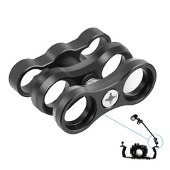 PULUZ Dual Aluminum Alloy Clamp for Underwater Arm System, Dual Ball (Black)