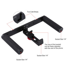 PULUZ Vlogging Live Broadcast Smartphone Video Rig Filmmaking Recording Handle Stabilizer Aluminum Bracket for iPhone, Galaxy, Huawei, Xiaomi, HTC, LG, Google, and Other Smartphones, Aluminum Bracket