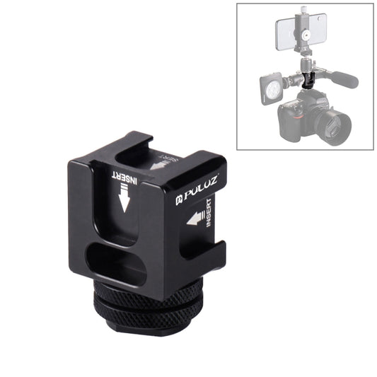 PULUZ 4-Head Hot Shoe Mount Adapter Microphone Flash Light Aluminum Alloy Holder Bracket, 4-Head Hot Shoe