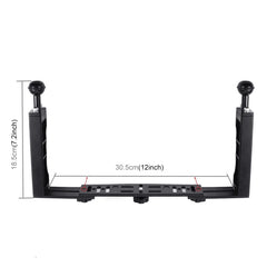 PULUZ Dual Handle Aluminium Tray Stabilizer with Dual Ball Aluminum Alloy Clamp for Underwater Camera Housings, Dual Ball