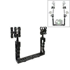 PULUZ Dual Handle Aluminium Tray Stabilizer with Dual Ball Aluminum Alloy Clamp for Underwater Camera Housings, Dual Ball