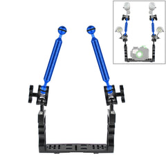 PULUZ Dual Handle Aluminium Tray Stabilizer with 2 x Dual Ball Aluminum Alloy Clamp & 2 x 7 inch Floating Arm for Underwater Camera Housings, 2 x Dual Ball(Black), 2 x Dual Ball(Blue), 2 x Dual Ball(Red)